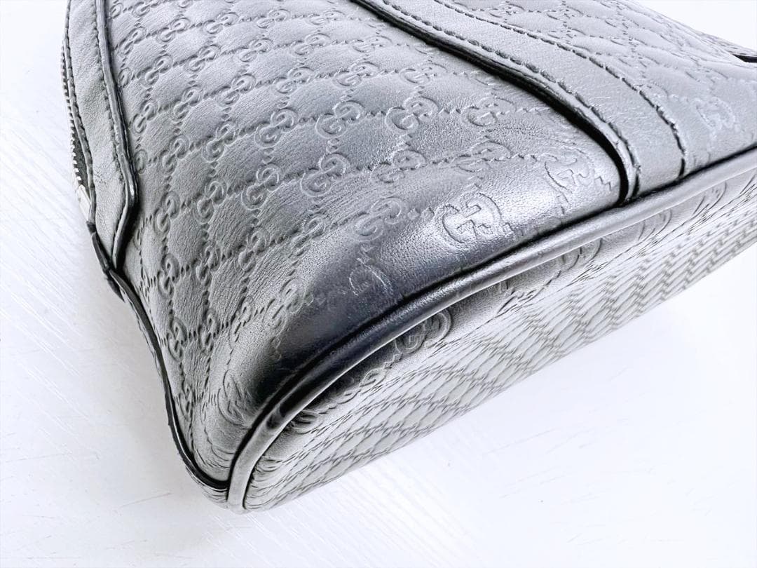 GUCCI　グッチ　マクロシマ　エンボス　ハンドバッグ　黒　449663