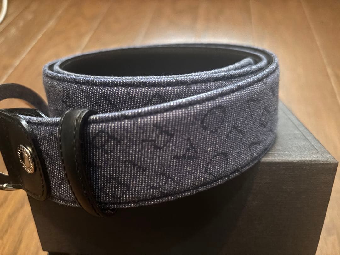 BVLGARI ベルト　ロゴマニア　デニムネイビー