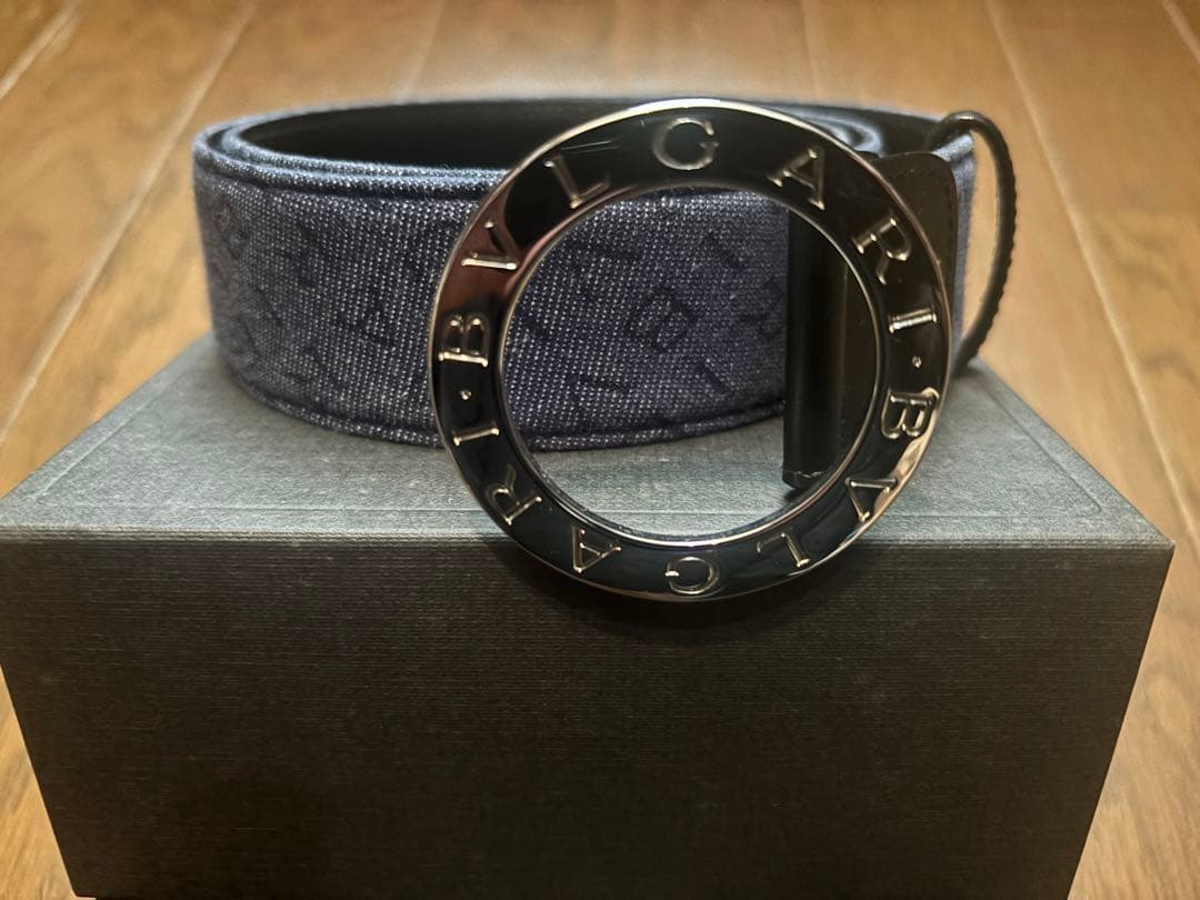 BVLGARI ベルト　ロゴマニア　デニムネイビー