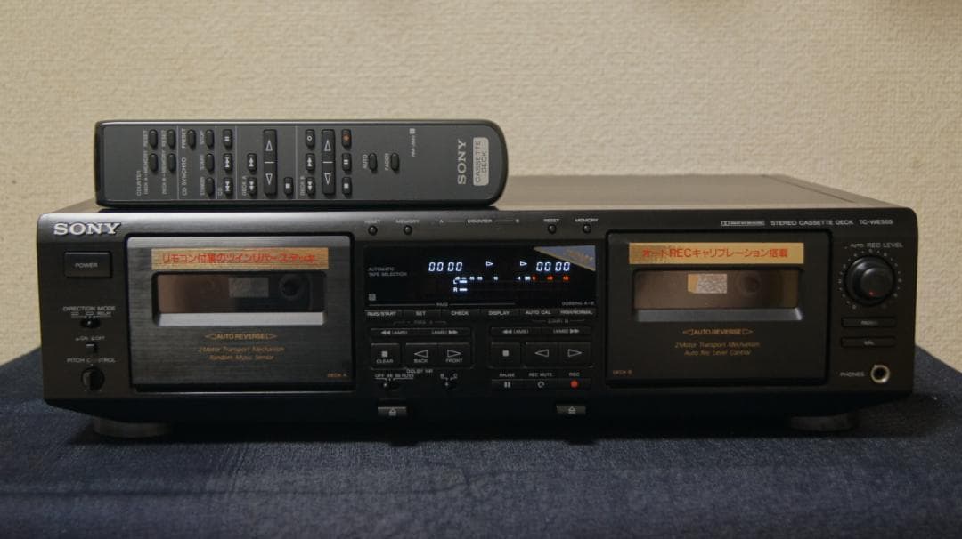 ソニー　カセットデッキ　TC-WE505 リモコン付　整備動作品