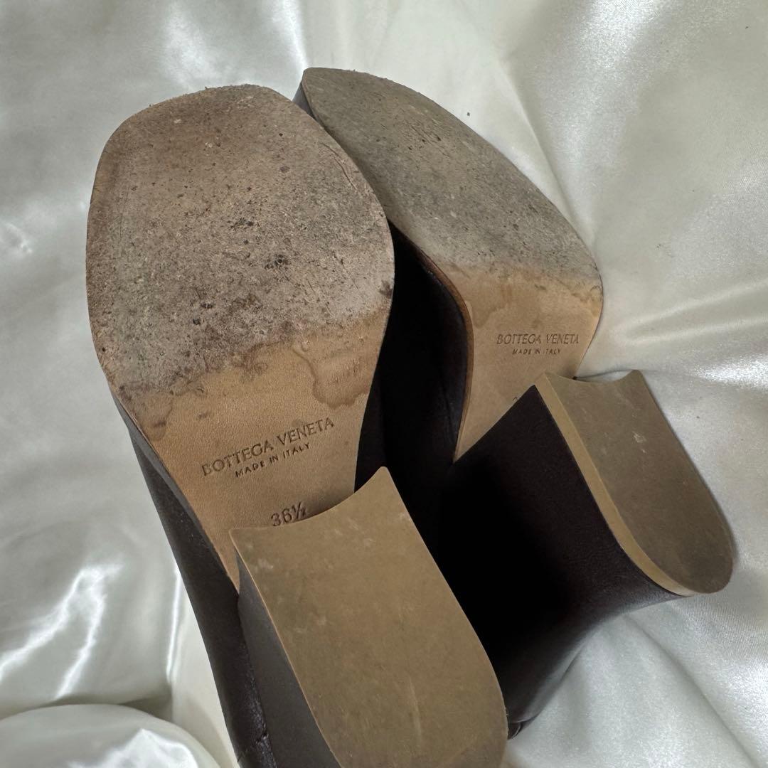 BOTTEGA VENETA◆ダークブラウン オープントゥ ハイヒール ブラウン