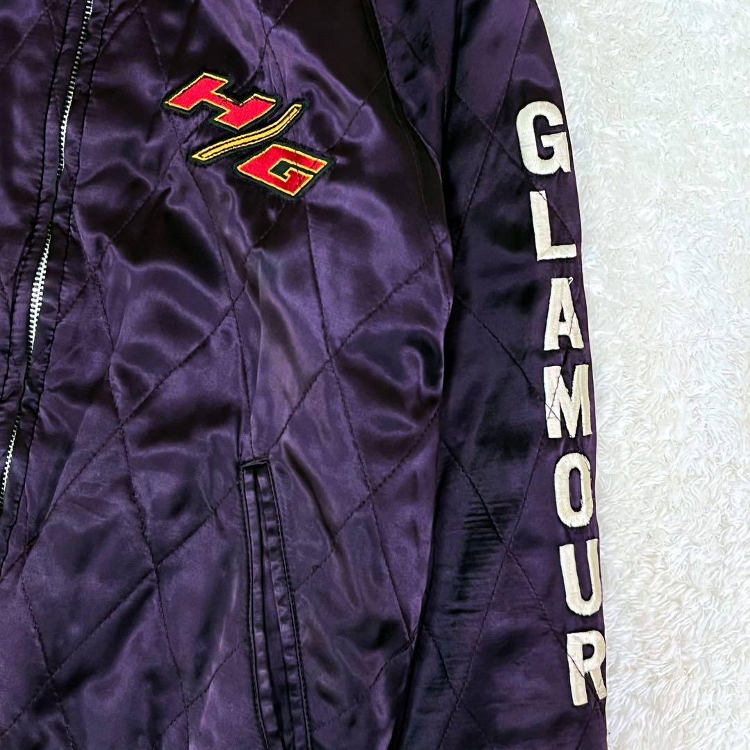 希少ヒステリックグラマー刺繍ベロアリバーシブルブルゾンパープルブラックF