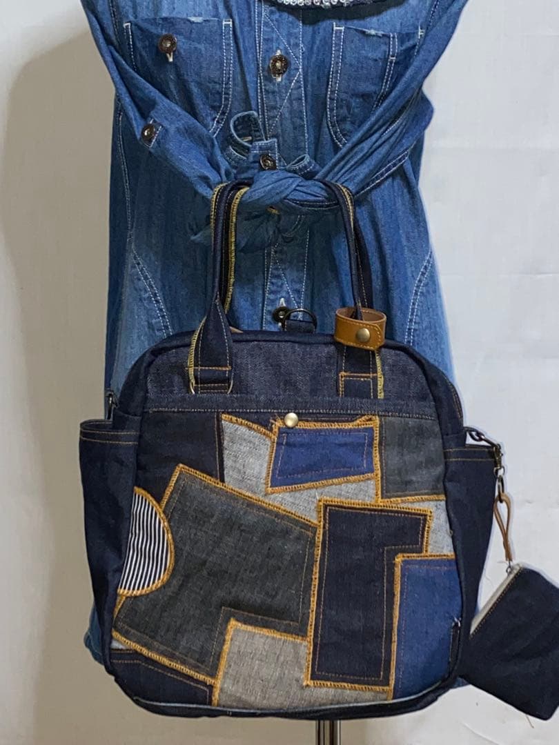 ハンドメイド☆岡山デニム☆パッチワーク☆☆4wayボストンバッグ