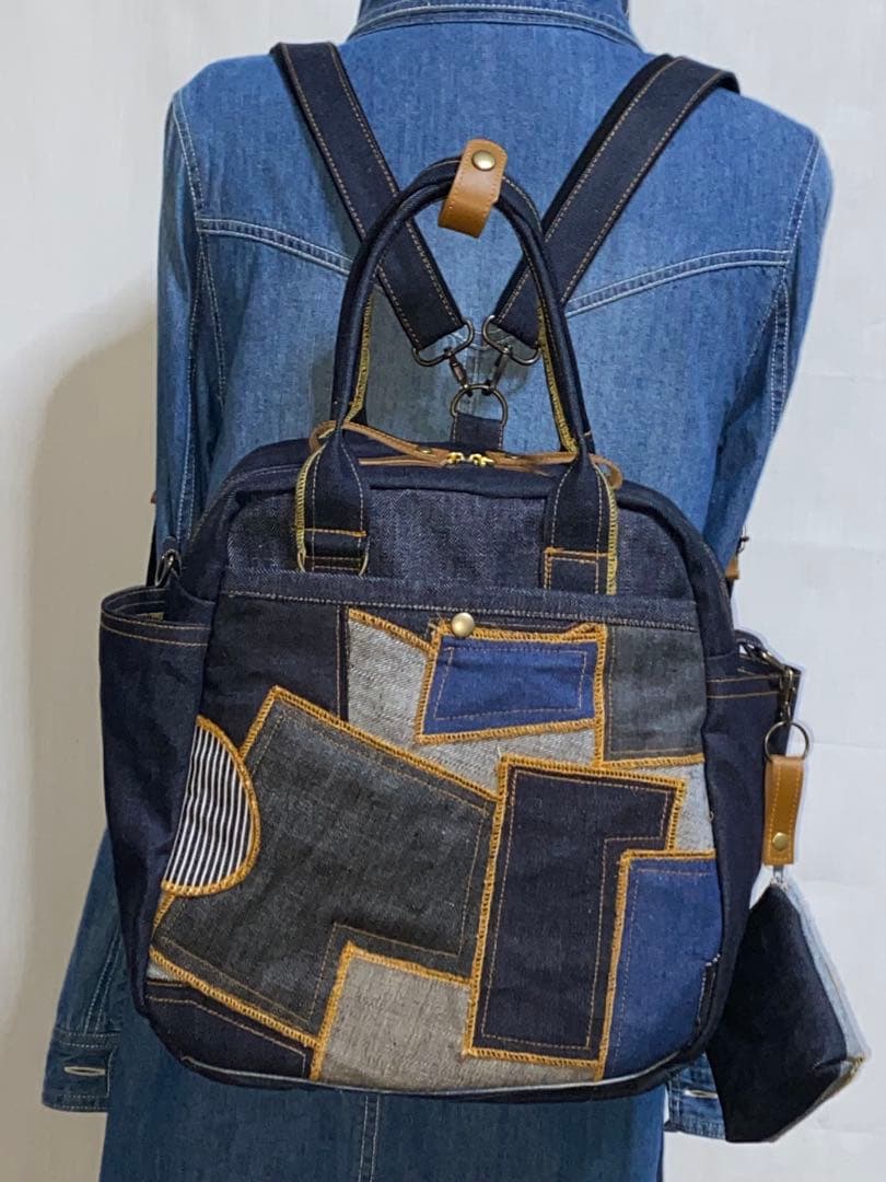 ハンドメイド☆岡山デニム☆パッチワーク☆☆4wayボストンバッグ