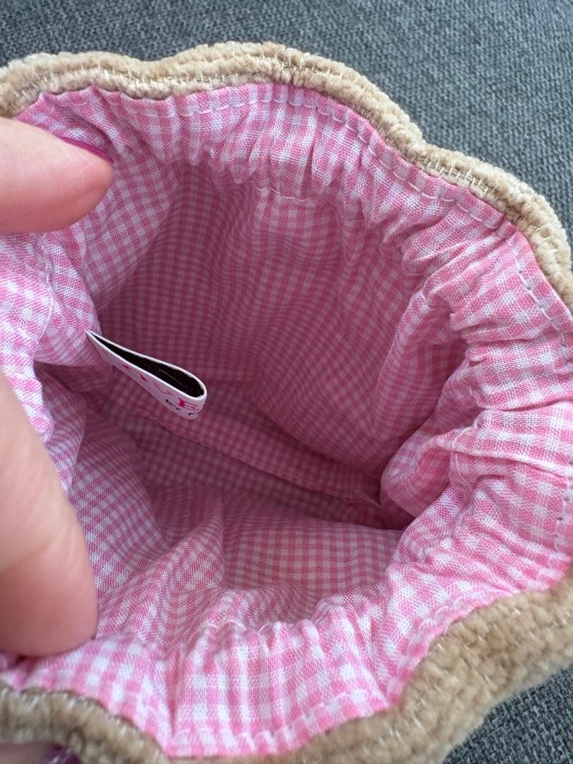 ラブラリーバイフェイラー　ドアップテディガール　耳付き巾着