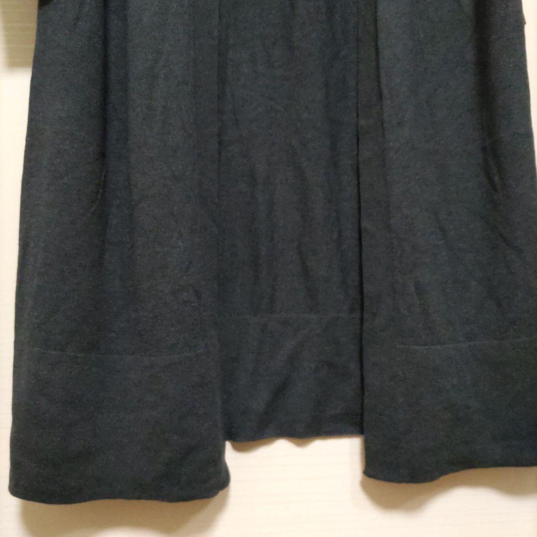 【未使用】ドレスハーセルフ　ロングカーディガン　シルク　チャコールグレー　M〜L