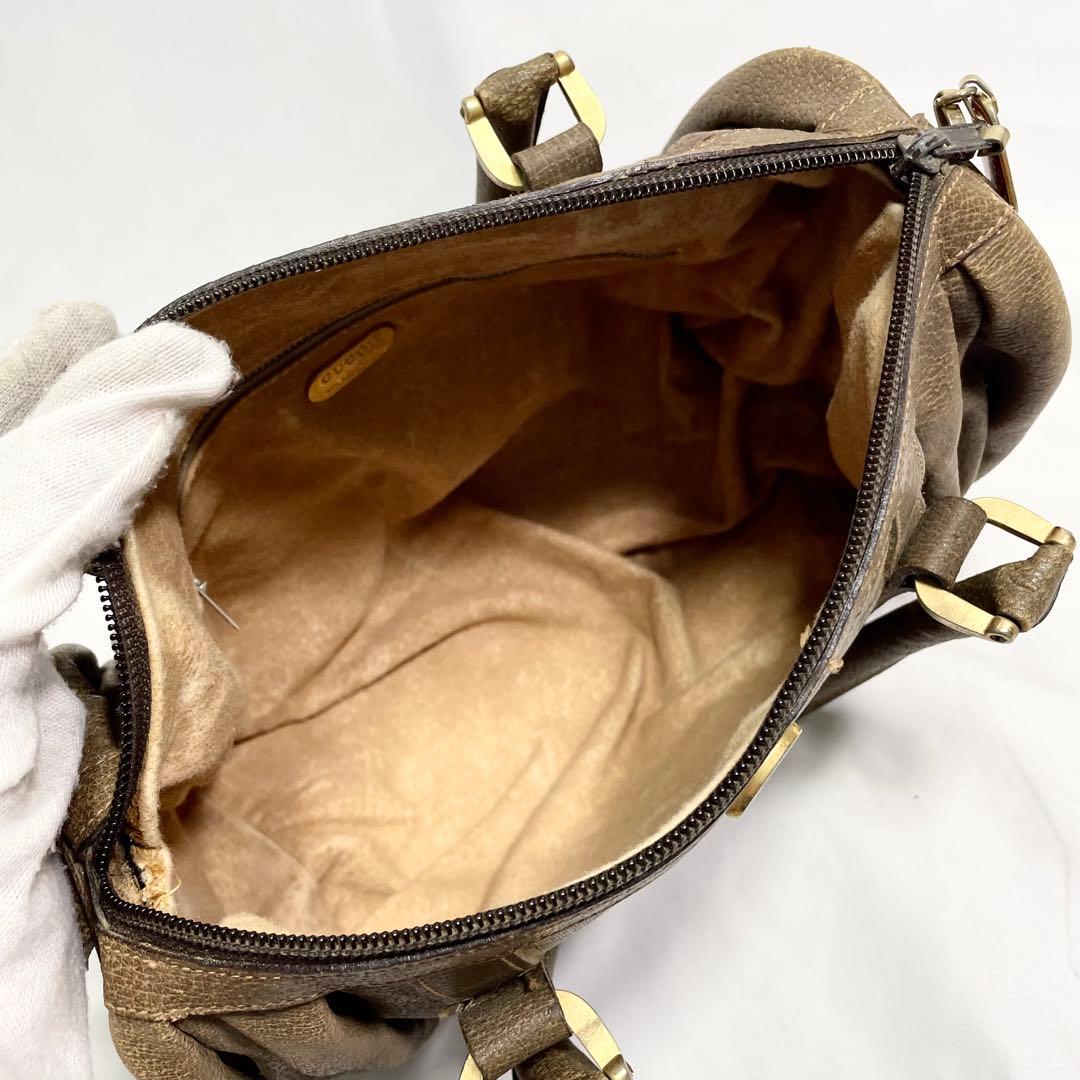 グッチプラス GGスプリーム ロゴ金具 ボストンバッグ ブラウン 大容量 多機能