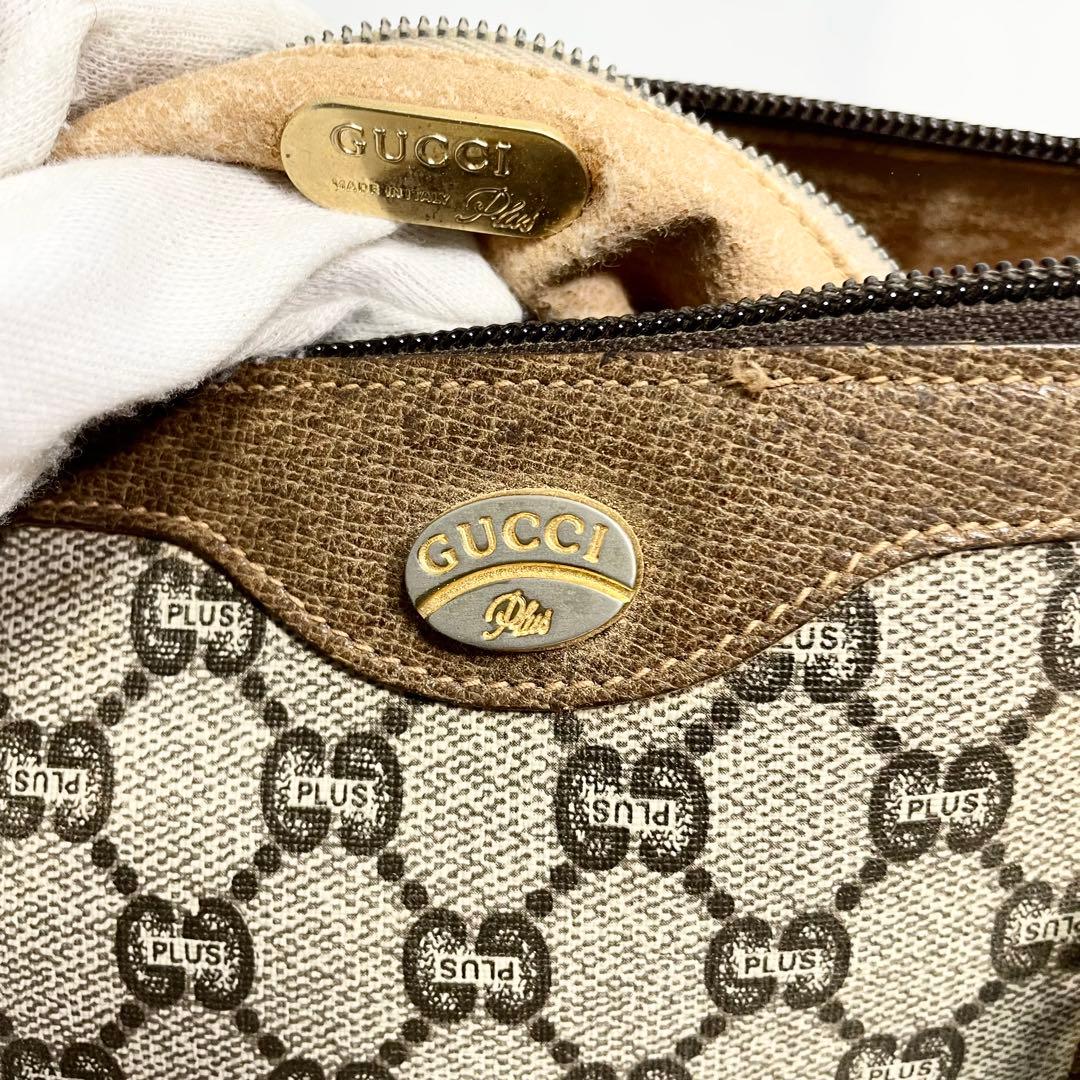 グッチプラス GGスプリーム ロゴ金具 ボストンバッグ ブラウン 大容量 多機能