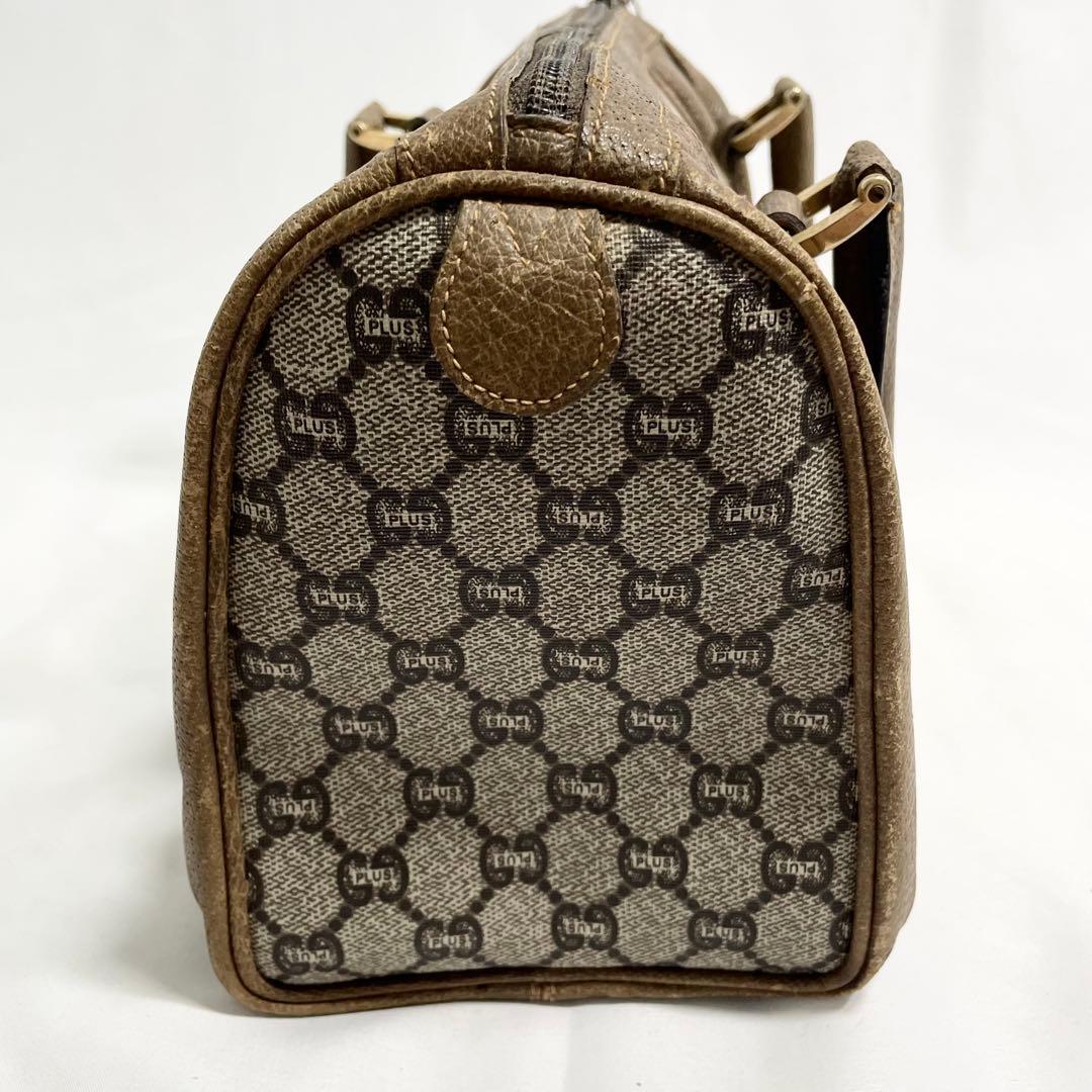 グッチプラス GGスプリーム ロゴ金具 ボストンバッグ ブラウン 大容量 多機能