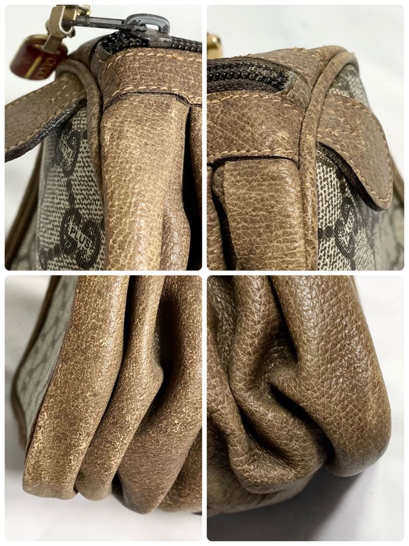 グッチプラス GGスプリーム ロゴ金具 ボストンバッグ ブラウン 大容量 多機能