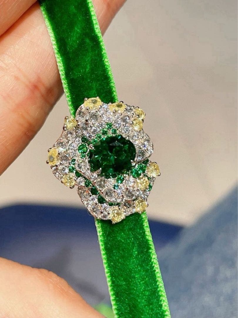 【S925純銀】ラボグロウン・エメラルド リング／クラシックエレガンス