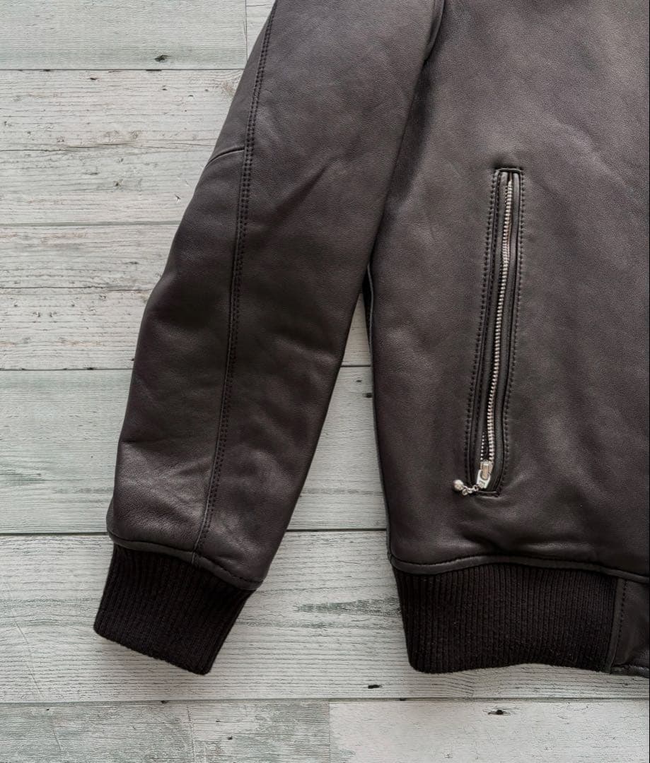 ナノユニバース メンズ シングルライダースジャケット ラムレザー サーモライト