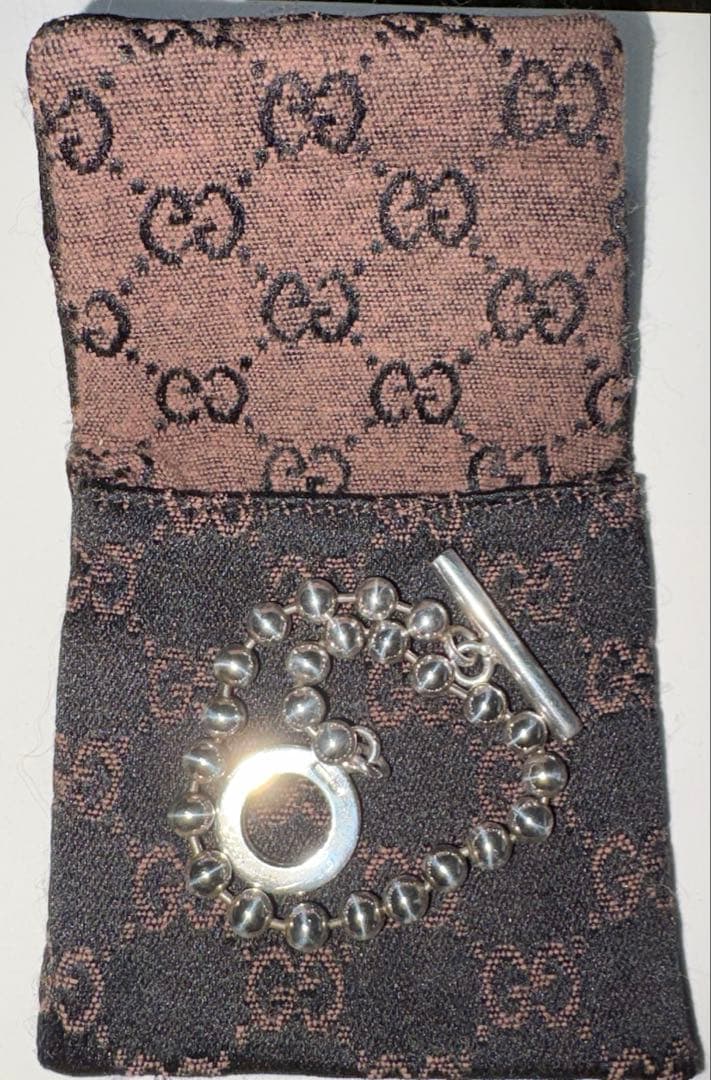 Gucci シルバーボールチェーンブレスレット GUCCIブレスレット入れ物付き