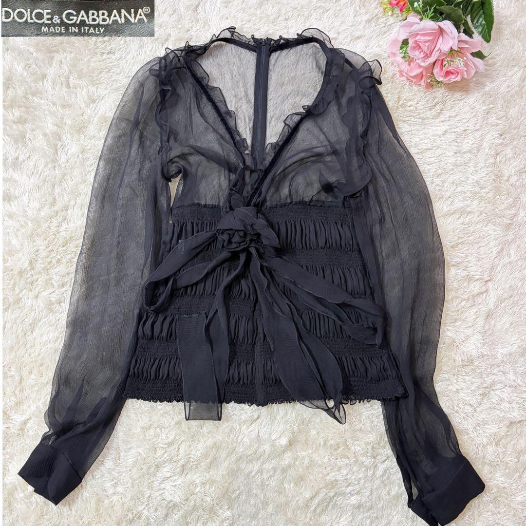 ドルチェ＆ガッバーナ ドルガバ シアー リボン マーメイド ブラウス