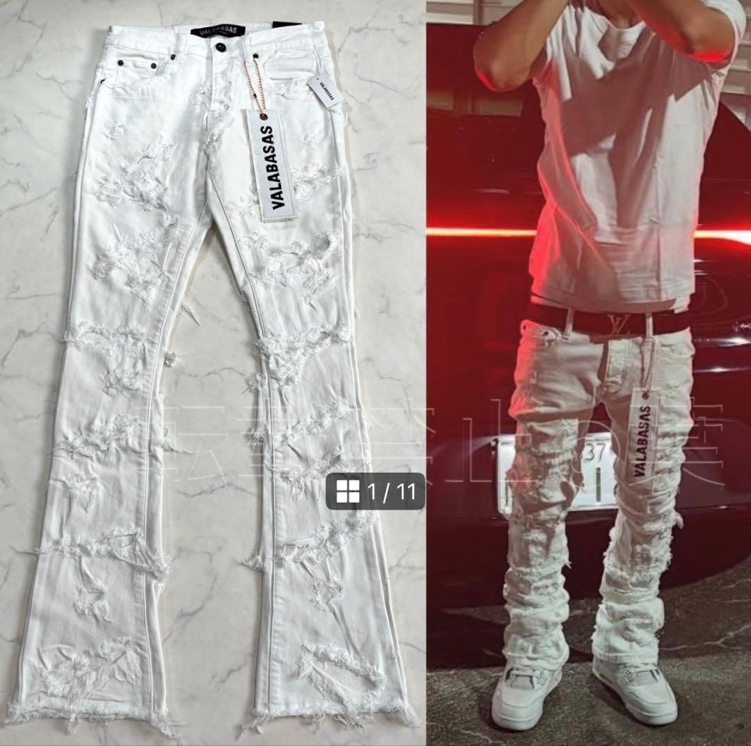 valabasas フレアダメージデニムパンツ