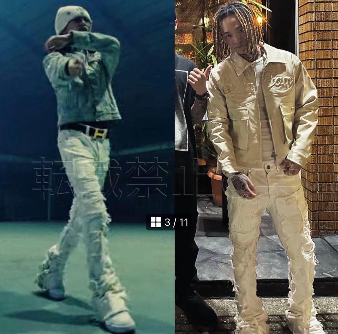 valabasas フレアダメージデニムパンツ