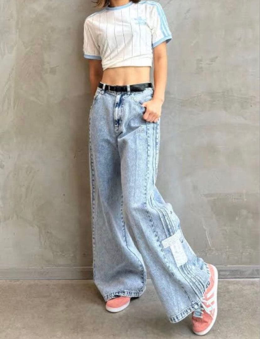 adidas originalsアディブレイク　デニム　ワイドジーンズ28インチ