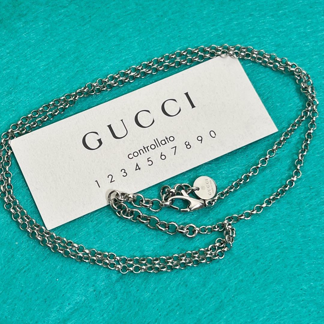 美品　GUCCI 2.2ミリ クロームチェーンネックレス