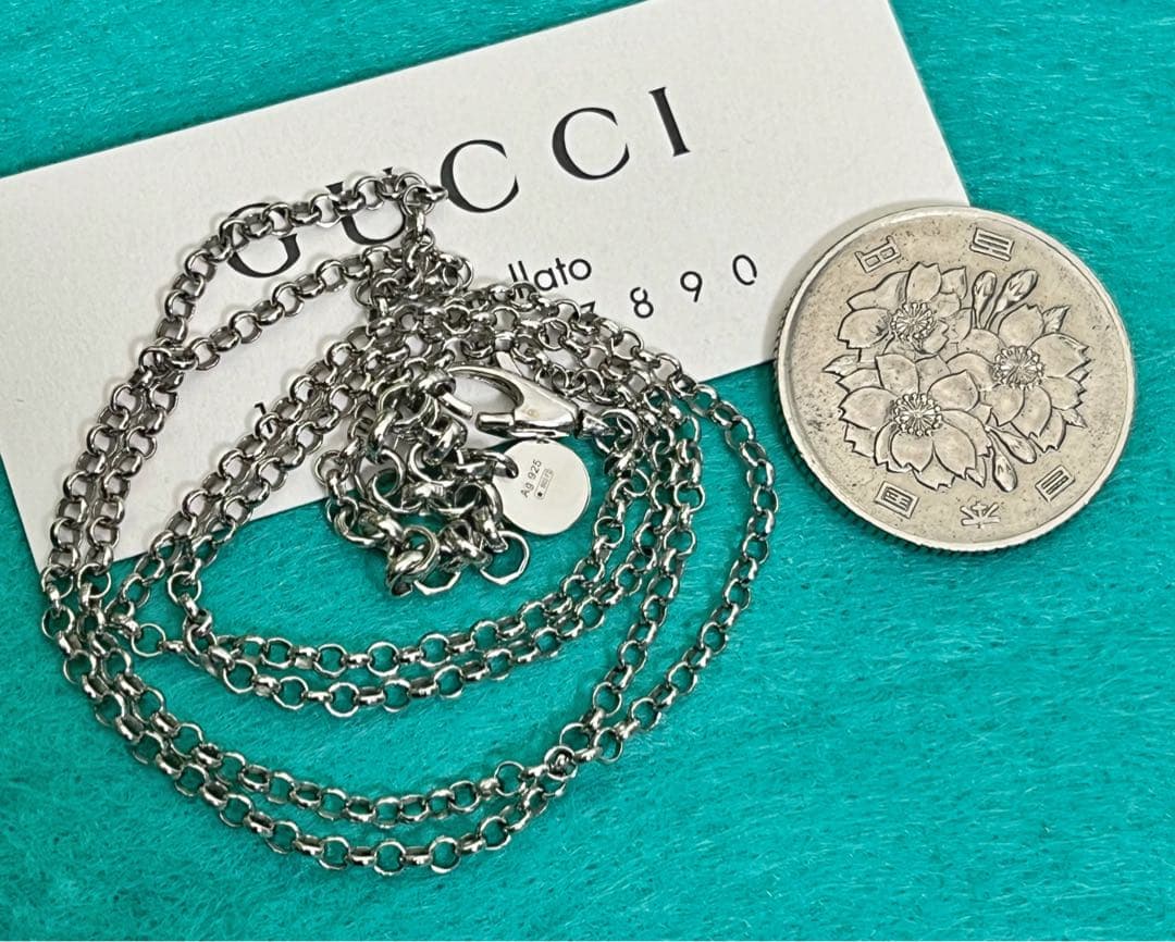 美品　GUCCI 2.2ミリ クロームチェーンネックレス