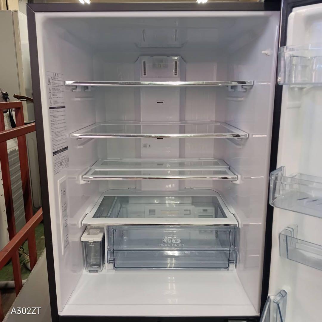 448 AQUA 大型冷蔵庫　400L強　自動製氷　右開き　木目調　おしゃれ