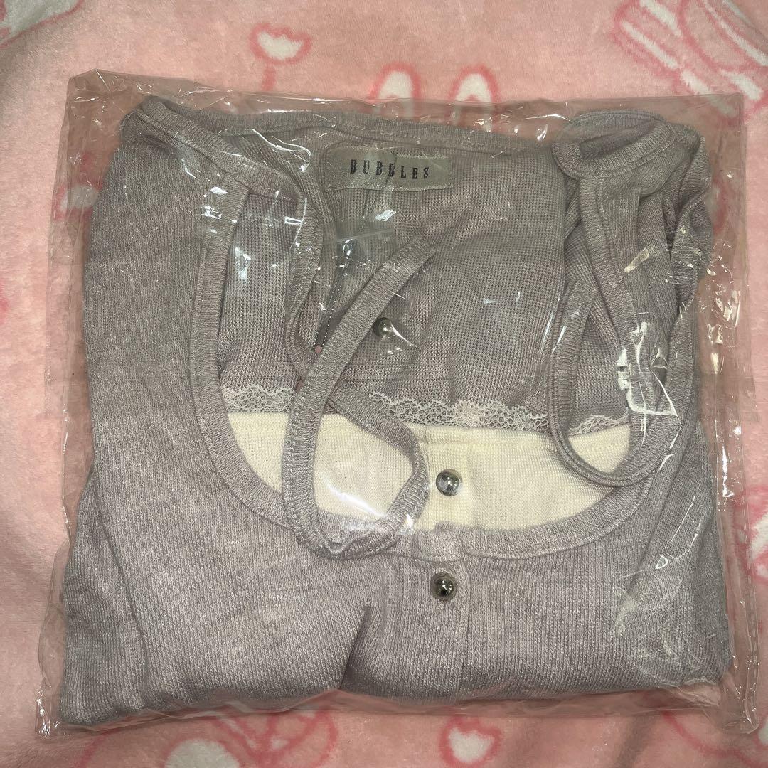 BUBBLES レイヤードリブトップス グレー