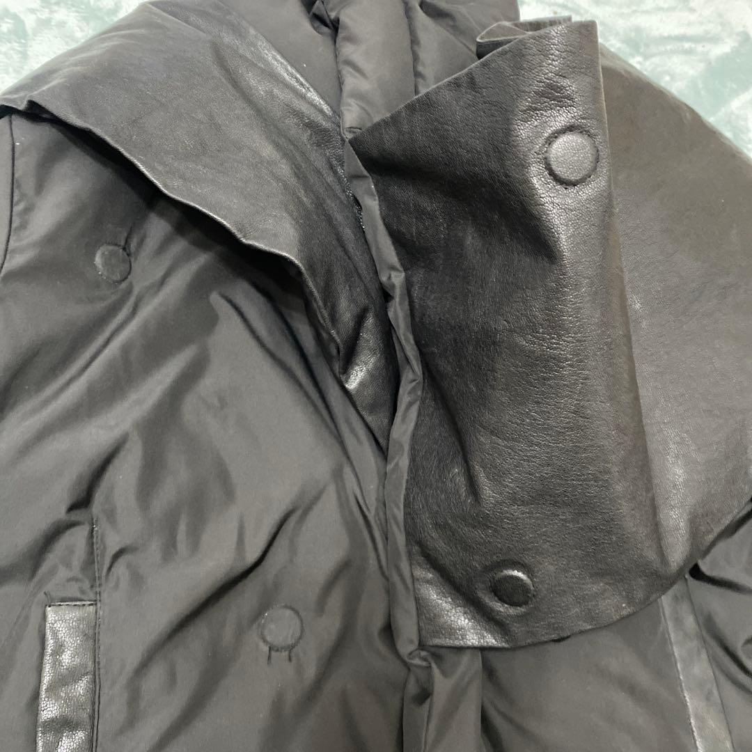 変形ダウンジャケット レザーマフラー付き