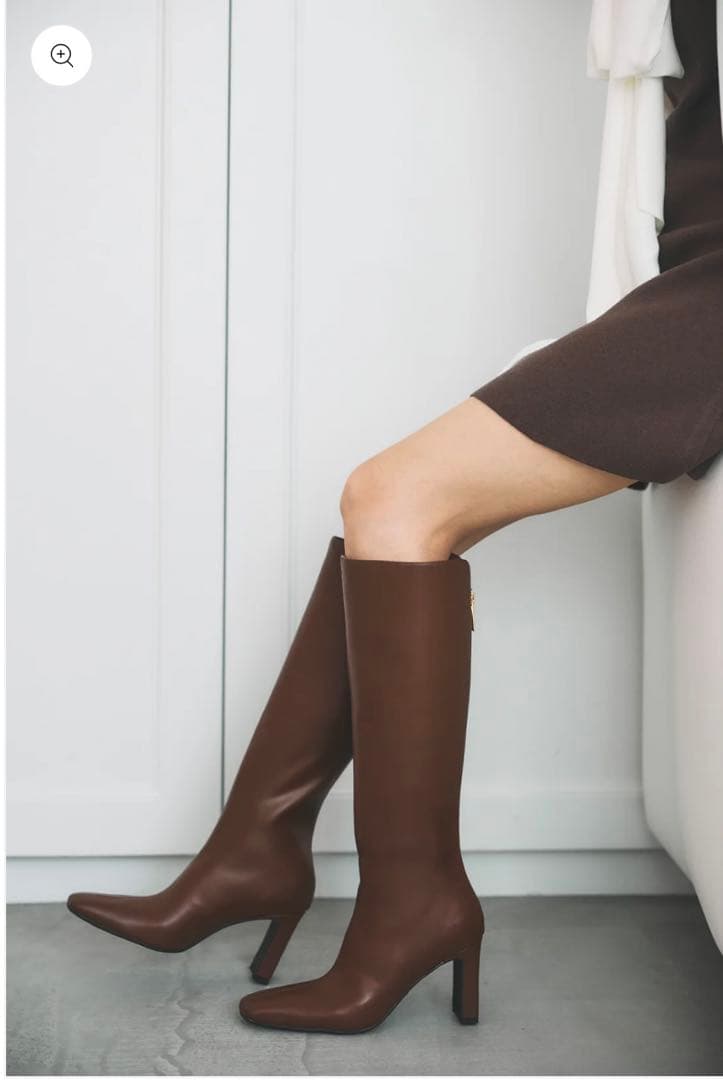 poláura ポローラ ロゴジップスクエアトゥロングブーツ M brown