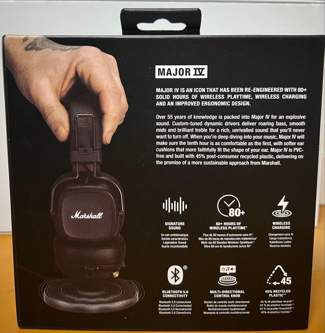 Marshall Major IV ワイヤレスヘッドホン　ブラウン