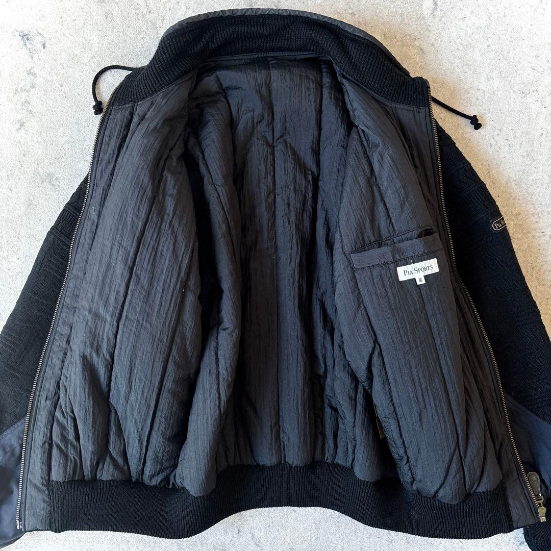 90s ピアスポーツ ウール ナイロン切り替え ドライバーズニット ジャケット