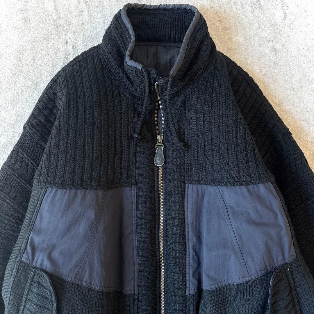 90s ピアスポーツ ウール ナイロン切り替え ドライバーズニット ジャケット