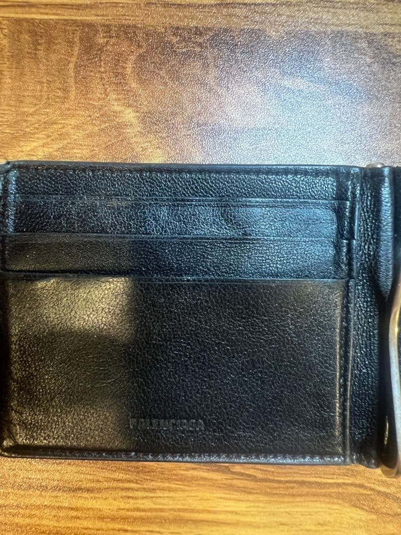 BALENCIAGA ブラック レザー マネークリップ