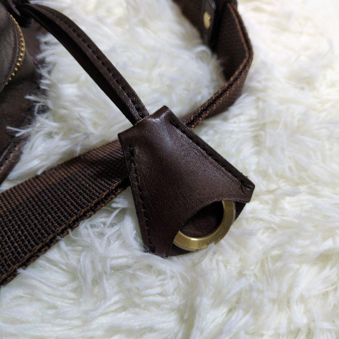 アニアリ　ボディバッグ　ショルダー　レザー　革　　ブラウン　ゴールド　カモフラ