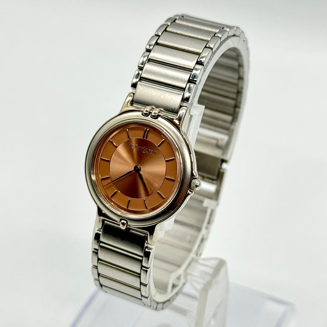 稼働品 YSL イヴサンローラン 腕時計 ベージュ文字盤 クォーツ ２針