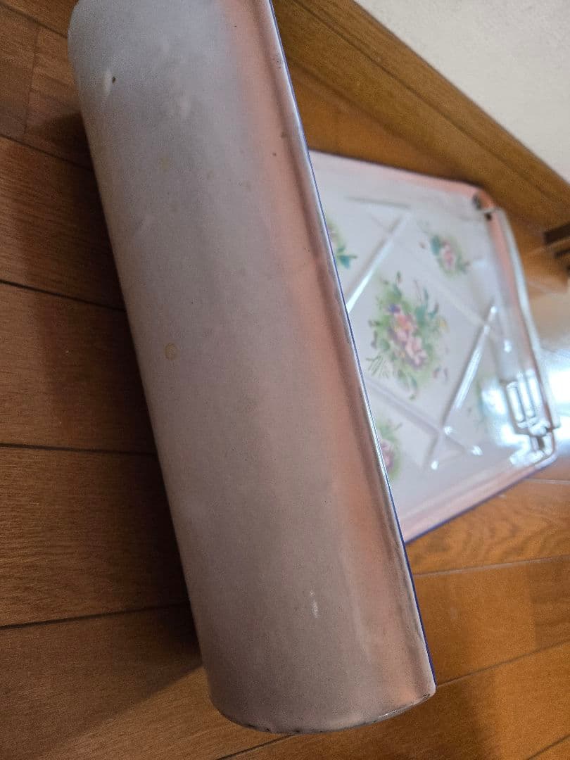 フランスアンティーク　ホーロー　レードルラック　japy ピンク　花柄