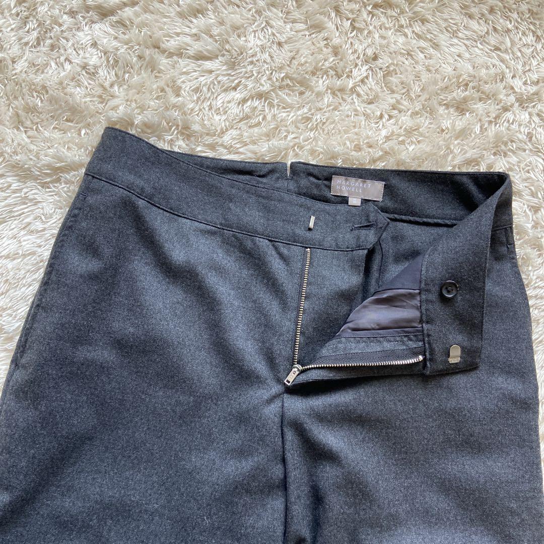 マーガレットハウエル　ワイドパンツスーツ　2/3 グレー　ウール　レディース2B