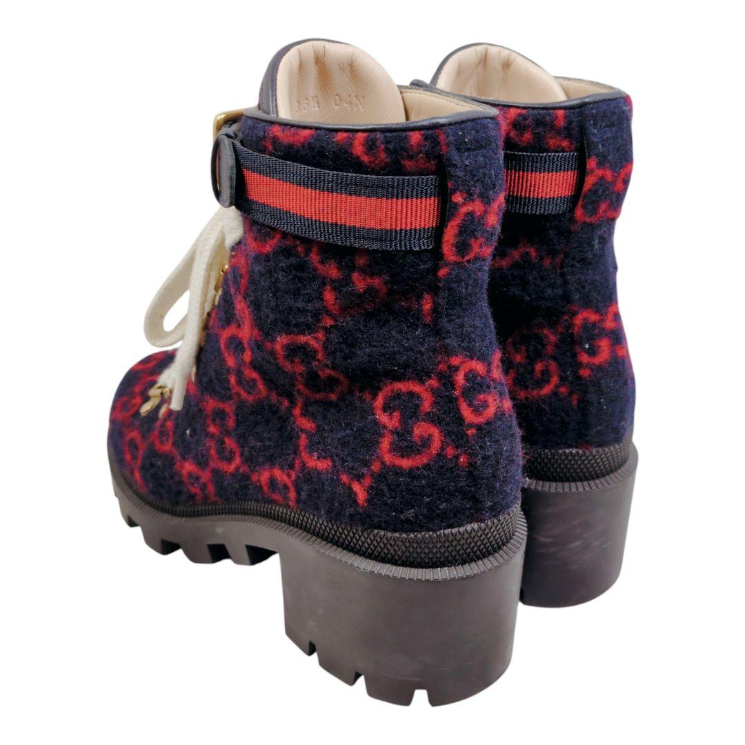 ら*び様 美品【GUCCI】グッチ ブーツGG柄 シェリーライン ブーティ 23