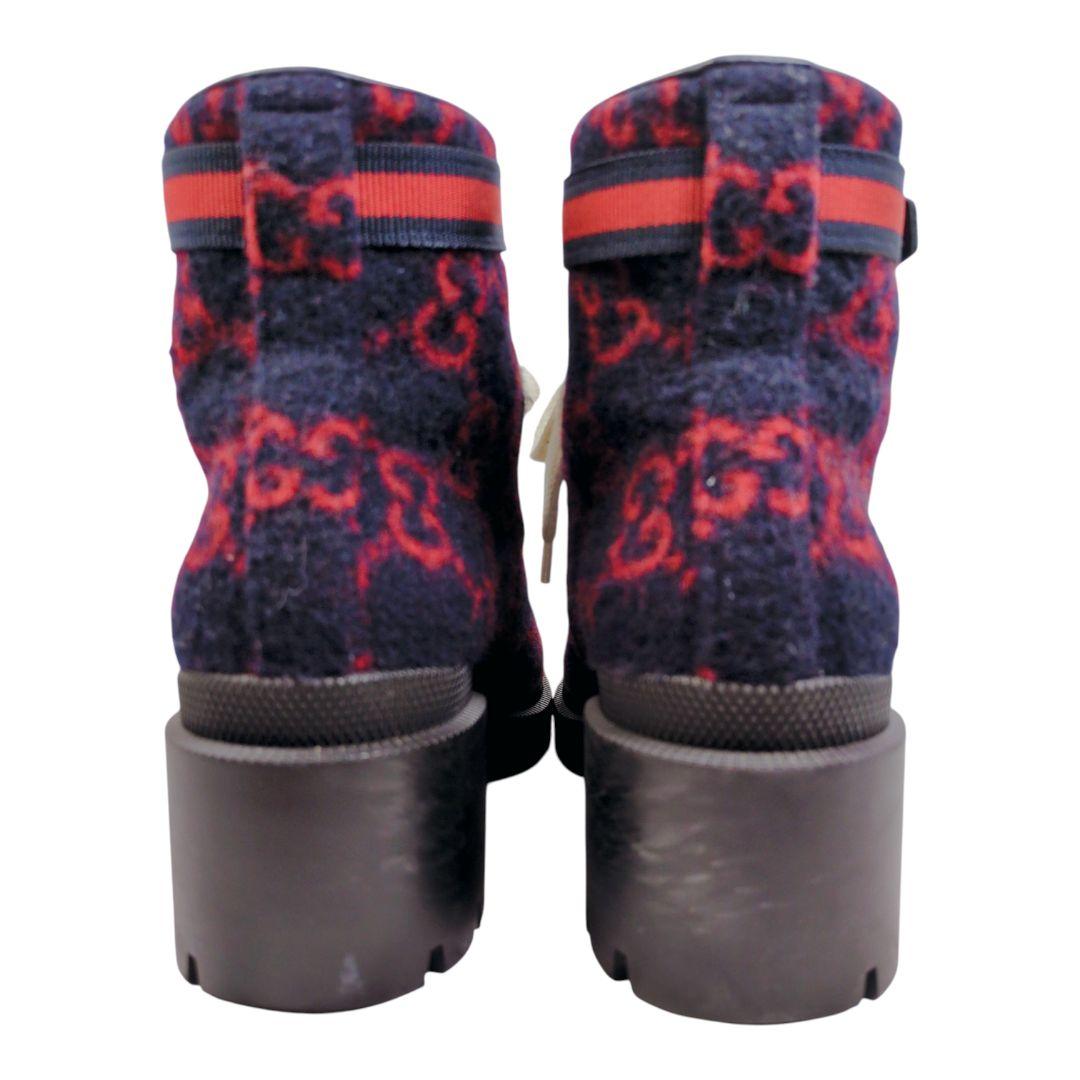 ら*び様 美品【GUCCI】グッチ ブーツGG柄 シェリーライン ブーティ 23