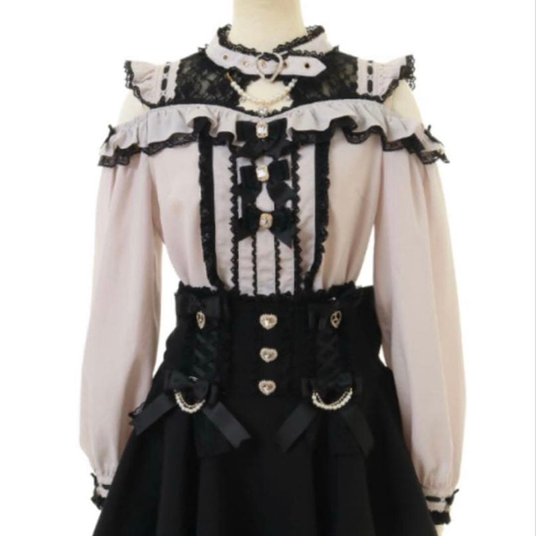 LIZLISA 地雷系　リズリサ 3つリボンフロントチョーカーブラウス　ピンク