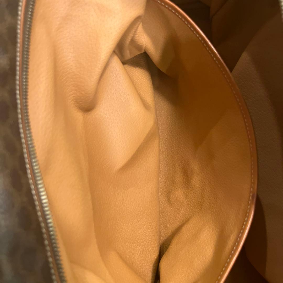 CELINE ブラウン マカダム柄 レザーボストンバッグ　南京錠あり