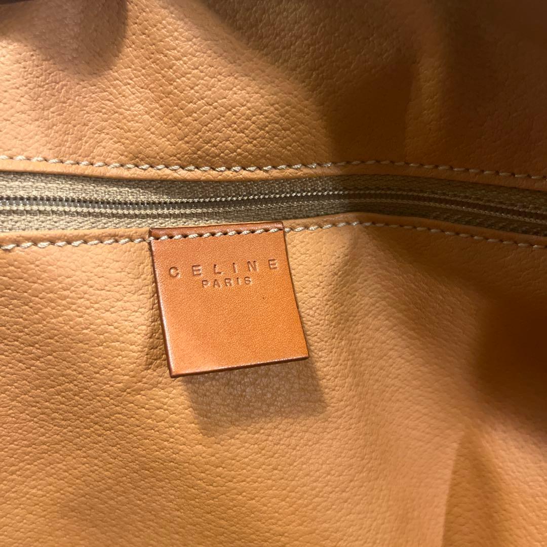 CELINE ブラウン マカダム柄 レザーボストンバッグ　南京錠あり