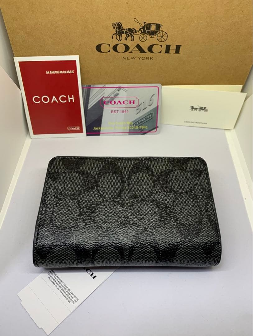 COACH　コーチ　C0082　二つ折り財布　グラファイト×ブラック