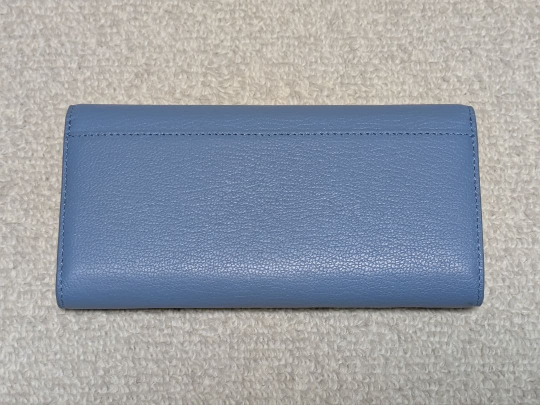 新品未使用 LACOSTE ラコステ 二つ折りレザー長財布 ブルー 牛革製 ワニ