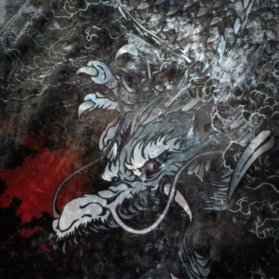 圧巻！☆絡繰魂のダークなベロアスカジャン 別珍 青龍 富士山 胸刺繍 艶感