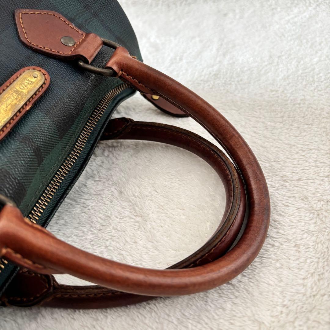 ✨️美品 ポロラルフローレン ブラックウォッチ ミニボストンバッグ PVC 緑