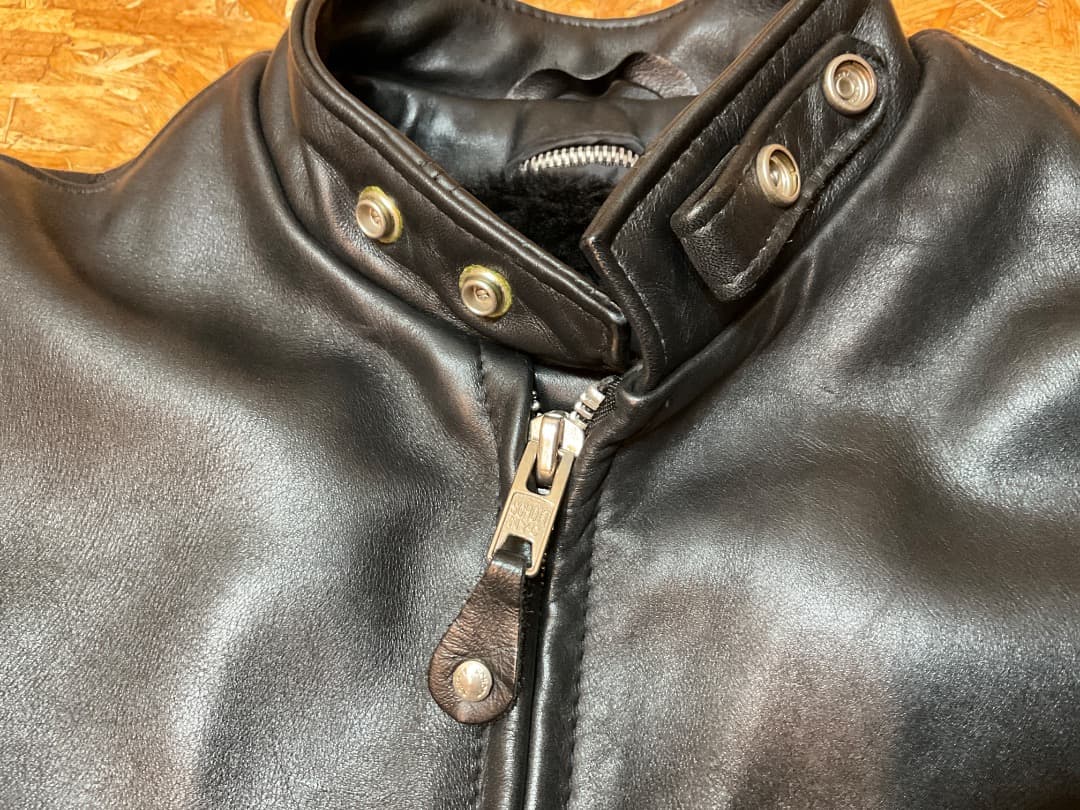 ショット USA製 641 レザー 立襟 シングルライダースジャケット 40