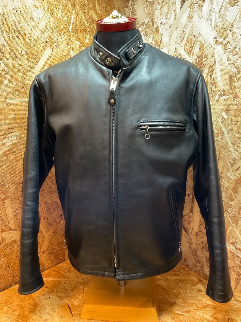 ショット USA製 641 レザー 立襟 シングルライダースジャケット 40