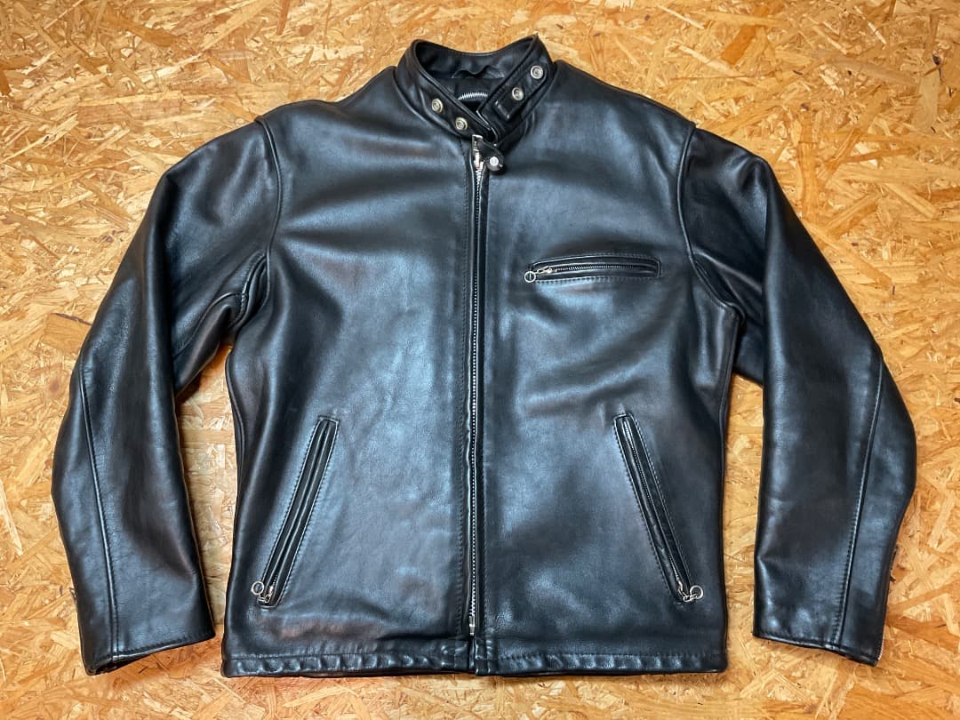 ショット USA製 641 レザー 立襟 シングルライダースジャケット 40