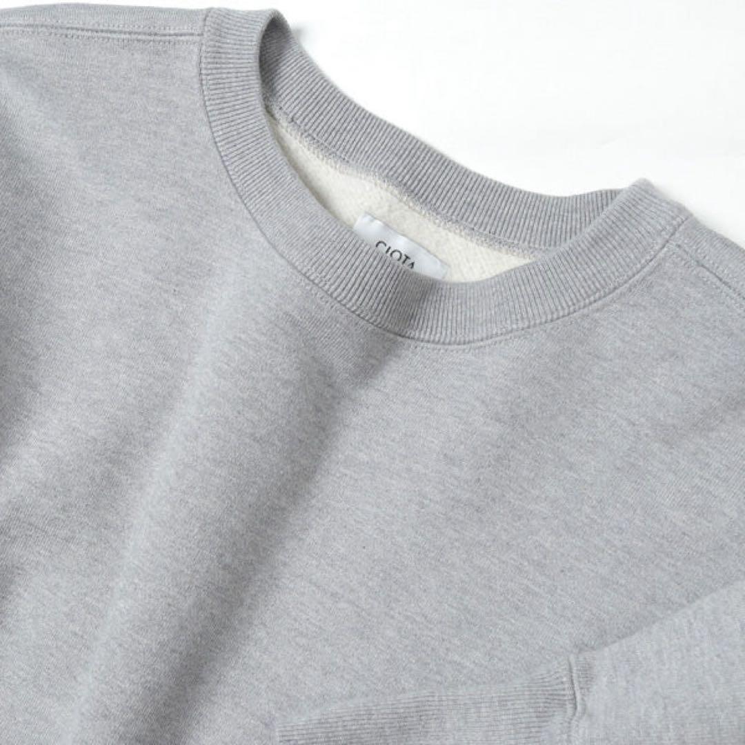 CIOTAスビンコットン吊り裏毛起毛クルーネック スウェットシャツ