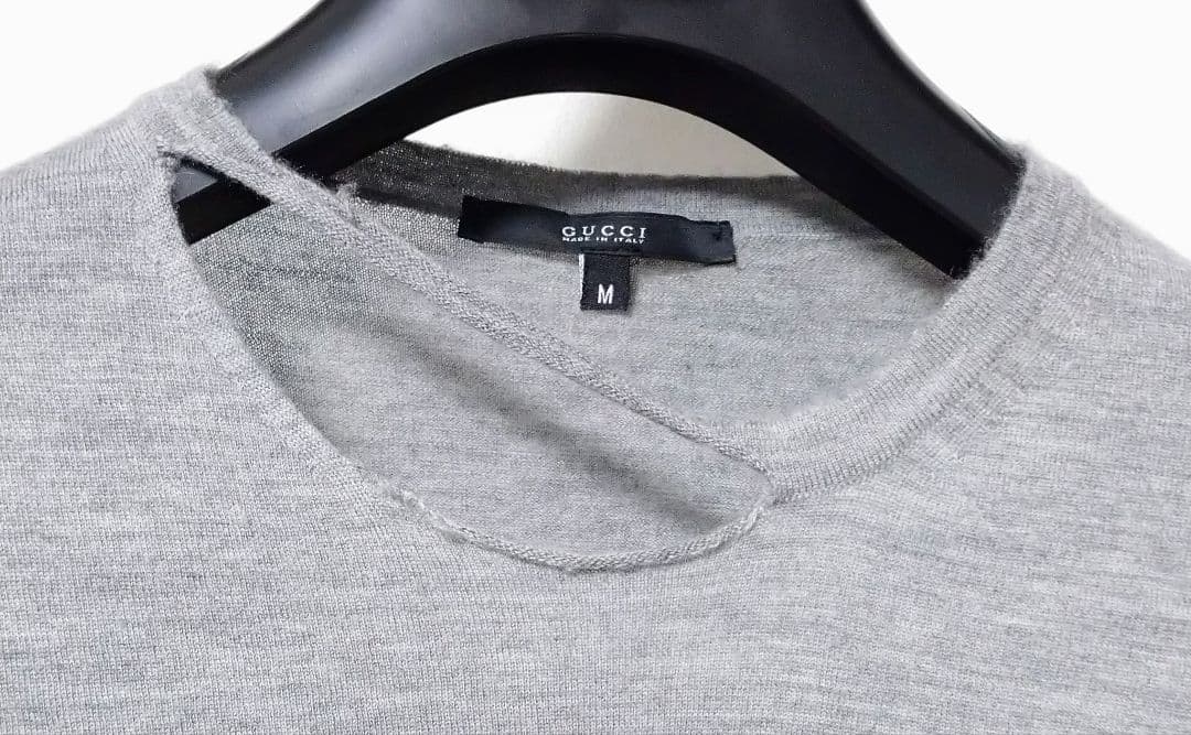 【値下げ】最高級 グッチ カシミヤ100% デザインニット グレー M