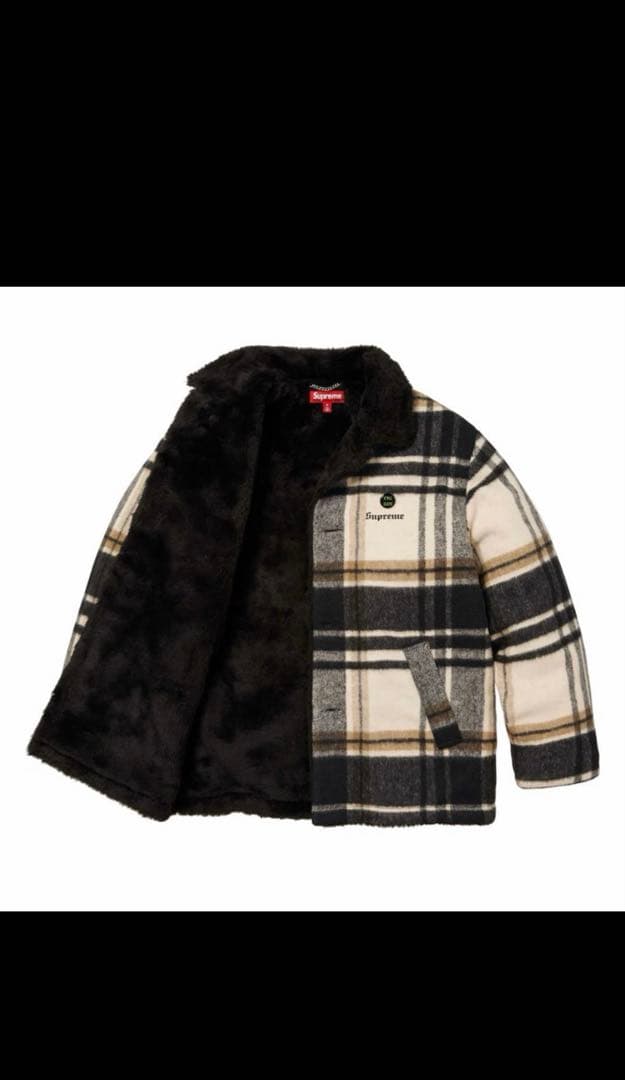 supreme Plaid Car Coat Cream カーコート S